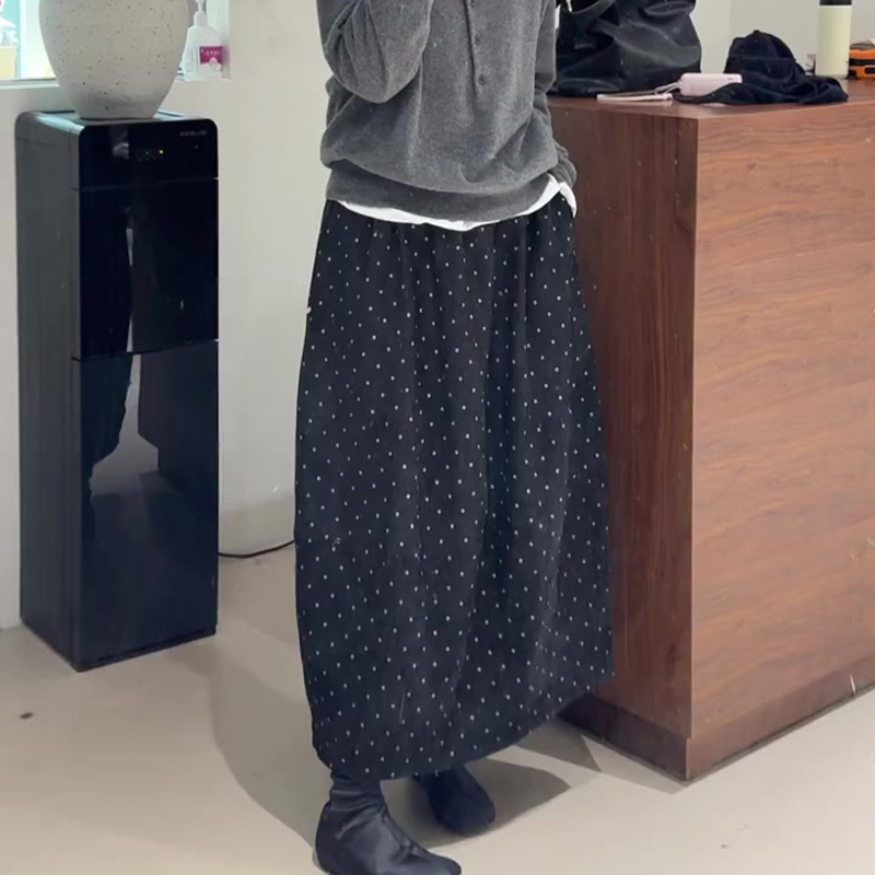 欧货高端定制深灰色波点半身裙女