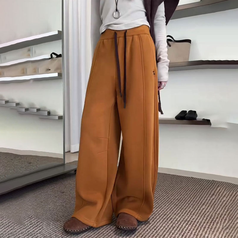 欧货高端定制橘色大码阔腿裤女