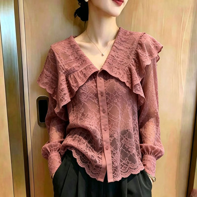 欧货高端豆沙粉大翻领大码上衣女