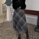 新款 欧货高端定制灰色格纹大码 半身裙女2025冬季 加厚流苏a字裙子
