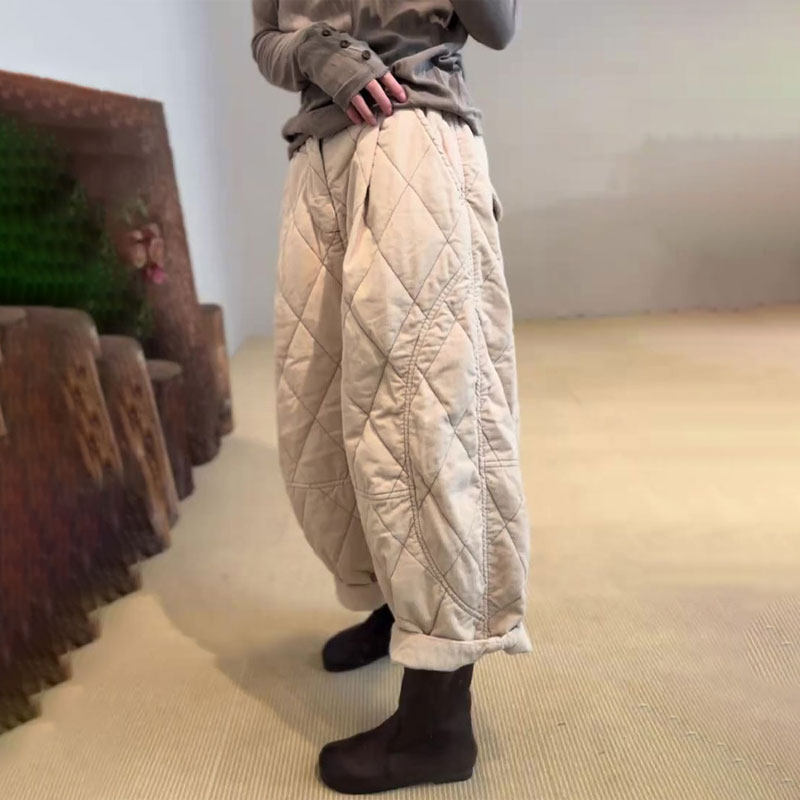 欧货高端定制米白色棉麻大码阔腿裤女2025秋冬新款加厚宽松休闲裤,女装/女士精品,大码裤装,淘宝优惠券,粉丝福利购,淘宝优惠卷