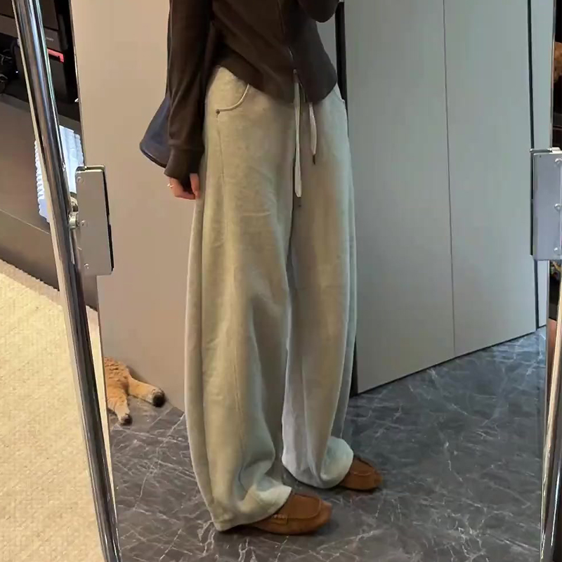 欧货高端定制卡其色大码阔腿裤女