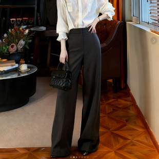阔腿裤 裤 女2025冬季 加厚垂顺感西装 子 新款 欧货高端定制深灰色大码