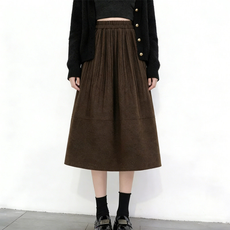 欧货高端定制深棕色毛呢大码半身裙女2026早春新款百搭减龄花苞裙,女装/女士精品,大码半身裙,淘宝优惠券,粉丝福利购,淘宝优惠卷