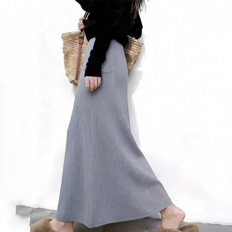 欧货高端定制浅灰色针织大码半身裙女2026早春新款慵懒风A字裙子,女装/女士精品,大码半身裙,淘宝优惠券,粉丝福利购,淘宝优惠卷