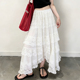 欧货高端定制白色蕾丝层叠大码 半身裙女2026春夏新款 不规则大摆裙