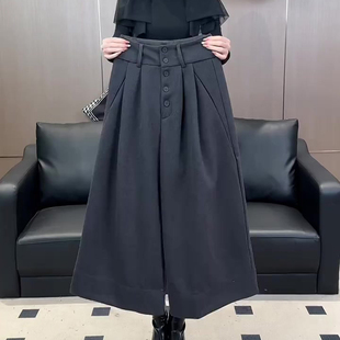 裤 欧货高端定制深灰色毛呢大码 加厚休闲西装 女2025秋冬新款 阔腿裤