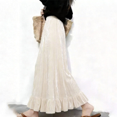 新款 欧货高端定制小众米色亮丝大码 半身裙女2026春季 轻熟风大摆裙