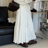 欧货高端定制米白色雪纺大码 半身裙女2026春夏新款 浪漫风百褶裙子