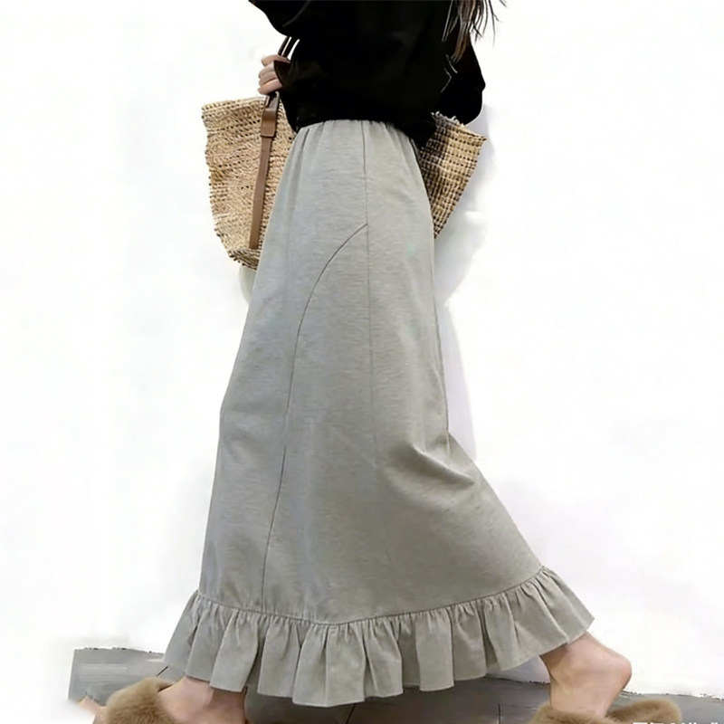 欧货高端定制浅灰色毛呢大码半身裙女2025冬季新款加厚荷叶大摆裙,女装/女士精品,大码半身裙,淘宝优惠券,粉丝福利购,淘宝优惠卷