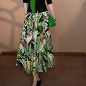 新款 新中式 国风绿色印花设计感包臀裙女2025夏季 高级感轻奢半身裙