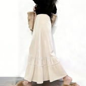 新款 欧货高端定制杏色丝绒大码 半身裙女2025冬季 加厚荷叶边A字裙