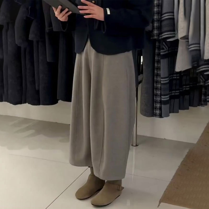 欧货高端定制灰色大码阔腿裤女