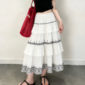 高端定制白色荷叶边大码 半身裙女2026春夏新款 波西米亚风蛋糕裙子