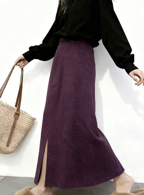 欧货高端定制紫色毛呢大码半身裙女2025冬季新款加厚轻熟风A字裙