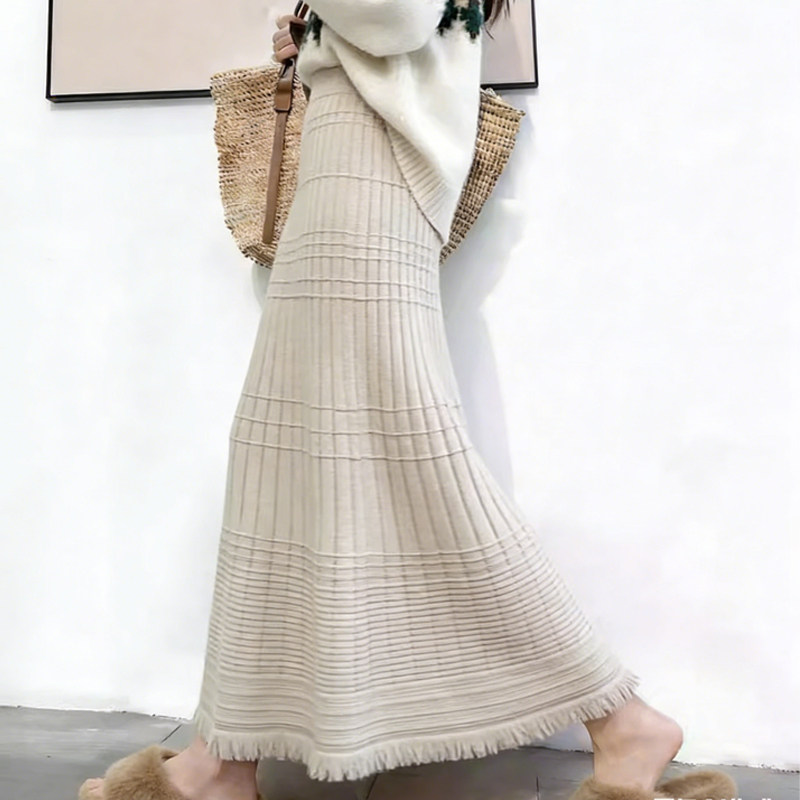 欧货高端定制米棕色针织大码半身裙女2026早春新款轻熟风大摆裙子,女装/女士精品,大码半身裙,淘宝优惠券,粉丝福利购,淘宝优惠卷