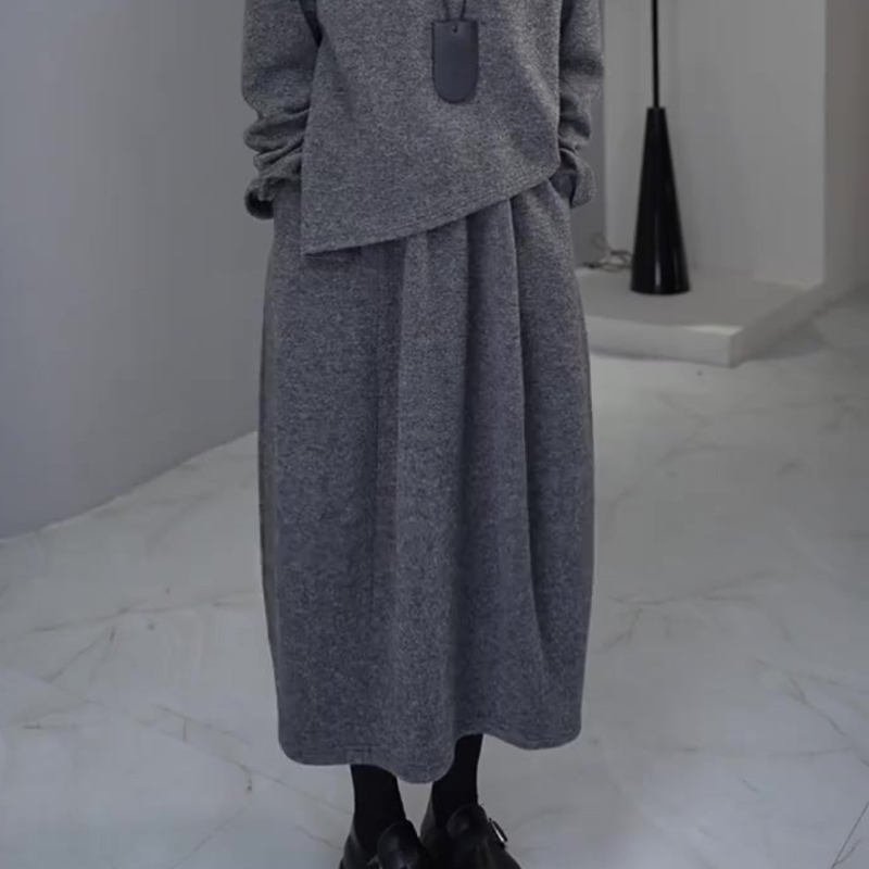 欧货高端定制灰色毛呢大码半身裙