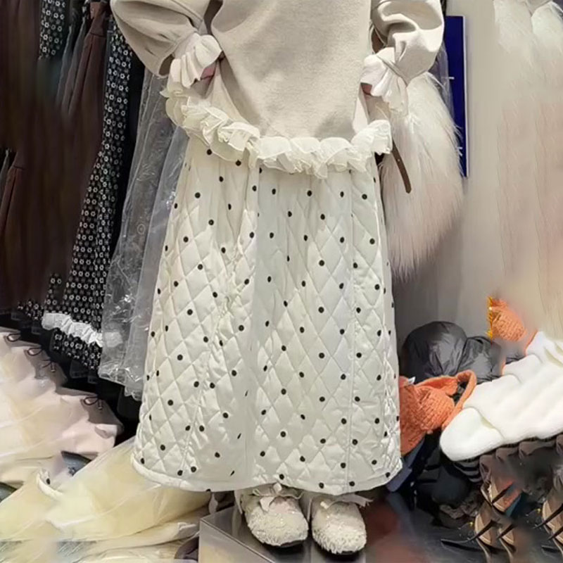 高端定制白色波点大码半身裙女