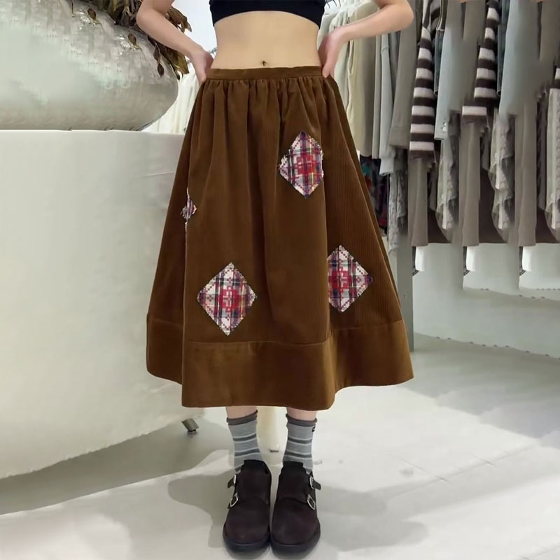 欧货高端气质棕色大码半身裙女