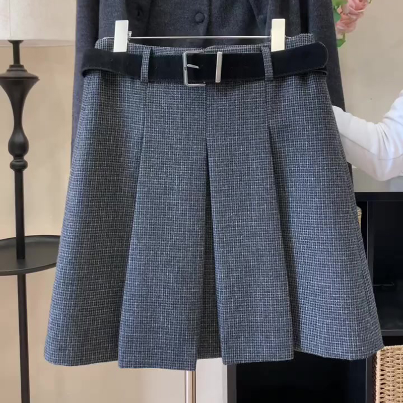 欧货高端定制灰色毛呢大码半身裙