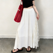 欧货高端定制白色侧边蕾丝大码 半身裙女2026春夏新款 温柔风大摆裙