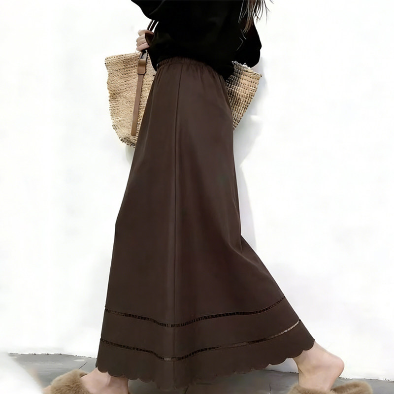 欧货高端定制深棕色大码半身裙女2026早春新款镂空轻熟风大摆裙子,女装/女士精品,大码半身裙,淘宝优惠券,粉丝福利购,淘宝优惠卷