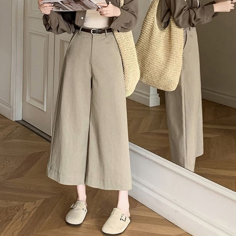 欧货高端定制卡其色亚麻大码阔腿裤女2026早春新款松弛休闲直筒裤,女装/女士精品,大码裤装,淘宝优惠券,粉丝福利购,淘宝优惠卷