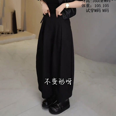 欧货高端定制黑色褶皱大码西装裤