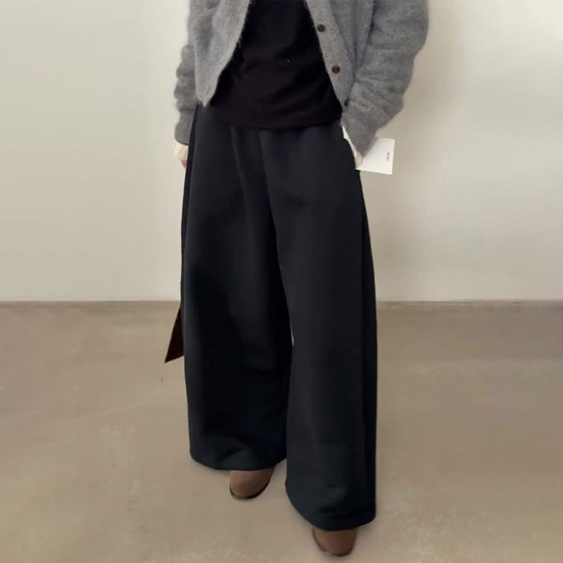 欧货高端定制黑色大码阔腿裤女