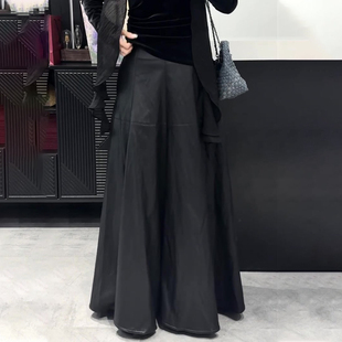 加厚轻熟风大摆裙 新款 欧货高端定制黑色大码 半身pu皮裙女2025冬季