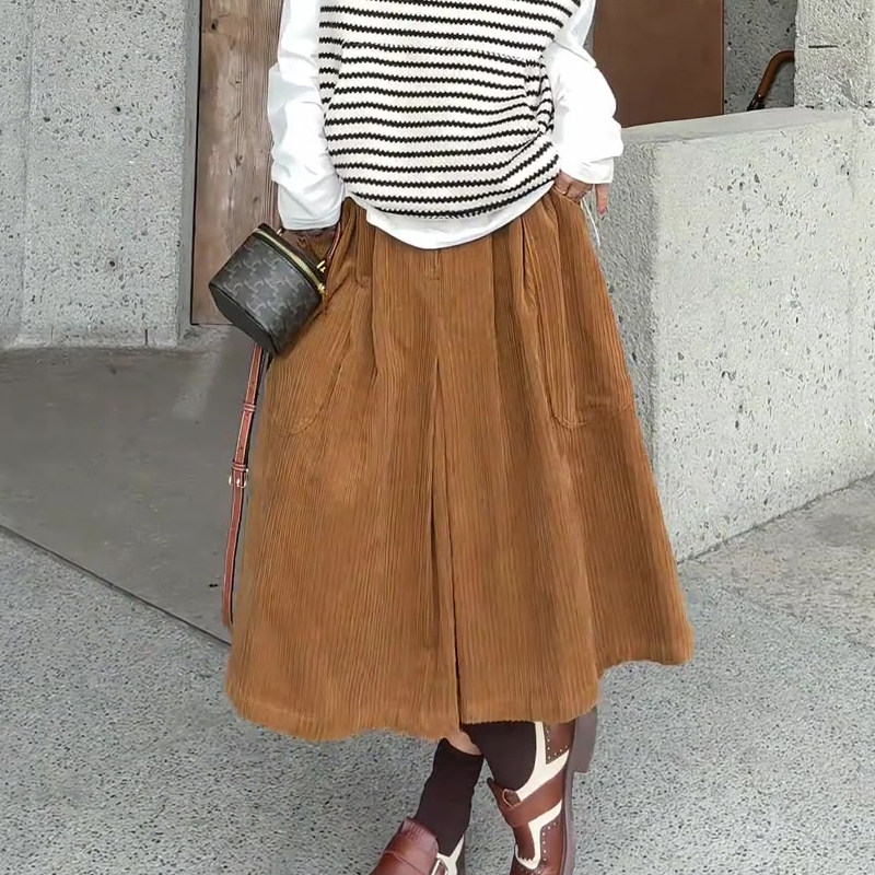 欧货高端定制脏橘色灯芯绒大码半身裙女2025冬季新款加厚花苞裙子,女装/女士精品,大码半身裙,淘宝优惠券,粉丝福利购,淘宝优惠卷