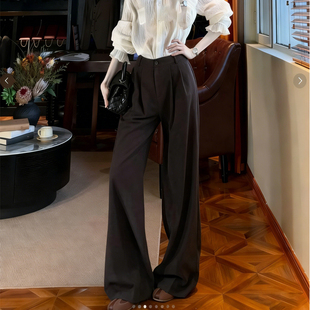 阔腿裤 裤 女2025冬季 加厚垂顺感西装 新款 欧货高端定制咖色轻熟大码