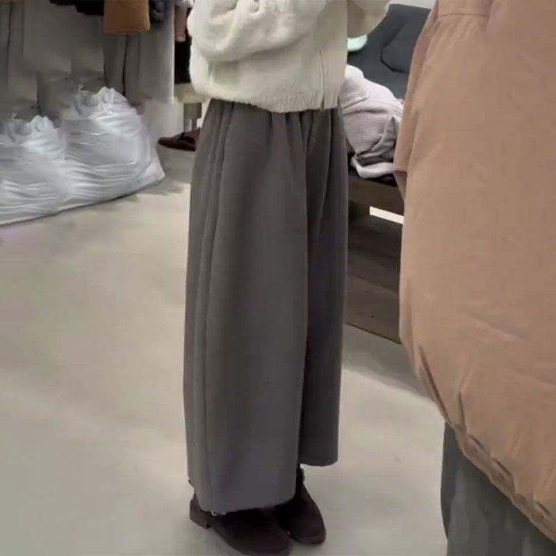 欧货高端定制灰色大码阔腿裤女