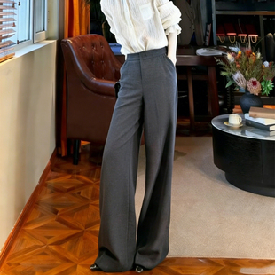 阔腿裤 裤 女2025冬季 加厚垂顺感西装 新款 欧货高端定制灰色毛呢大码