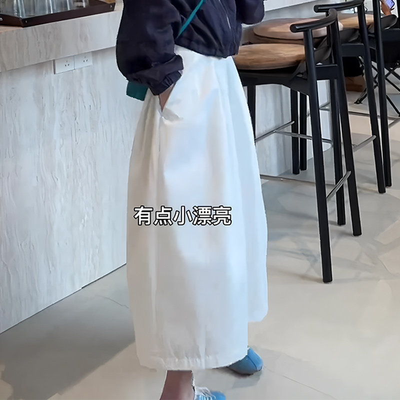 欧货正品白色时尚休闲风花苞裙女2025秋冬新款简约舒适修身半身裙