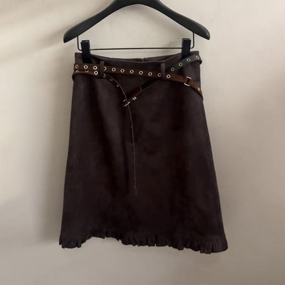 欧货高端定制棕色大码半身裙女