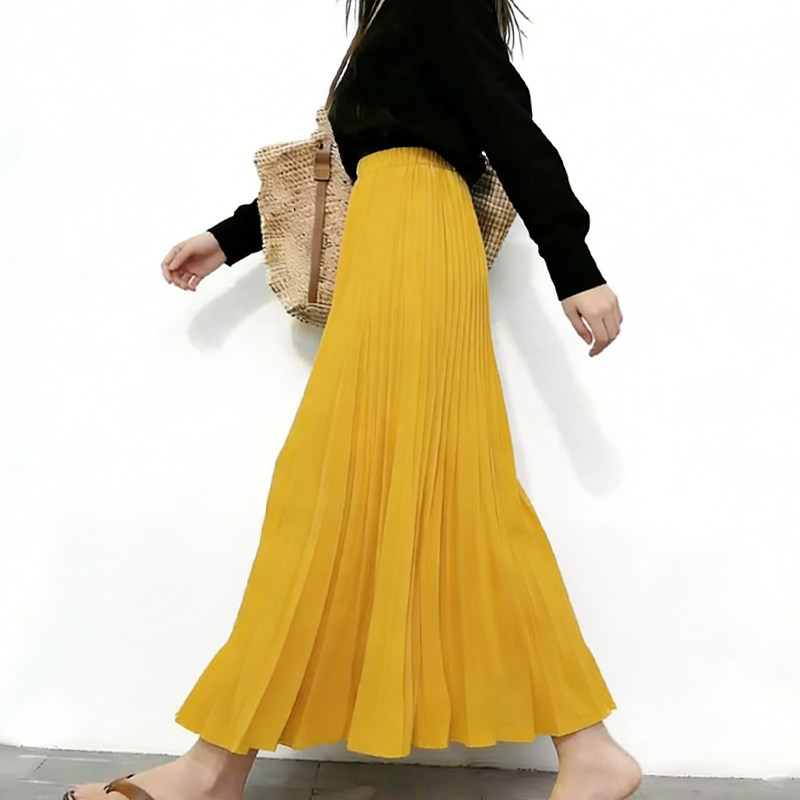 欧货高端定制亮黄色大码半身裙女2026早春新款高腰百搭轻熟风琴裙,女装/女士精品,大码半身裙,淘宝优惠券,粉丝福利购,淘宝优惠卷