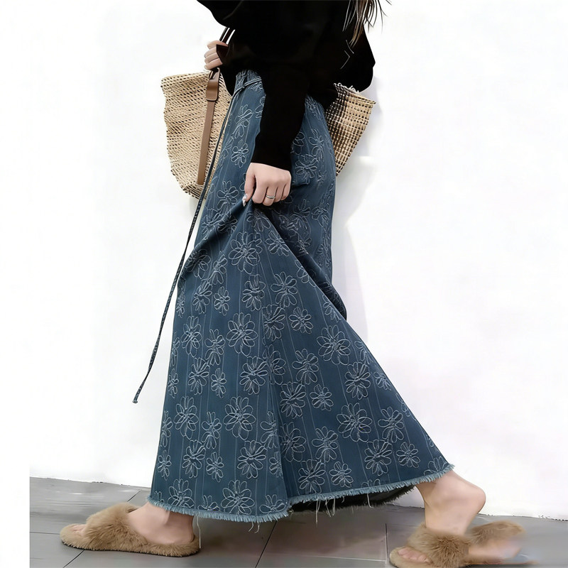 欧货高端定制蓝色大码半身牛仔裙女2026早春新款轻熟大摆裙,女装/女士精品,大码半身裙,淘宝优惠券,粉丝福利购,淘宝优惠卷