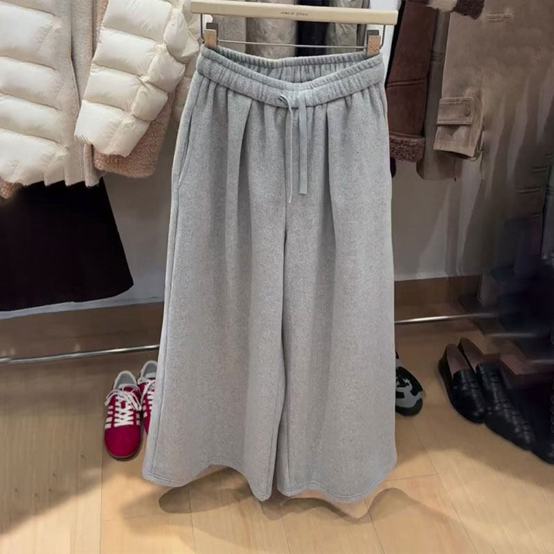 欧货高端定制灰色大码阔腿裤女