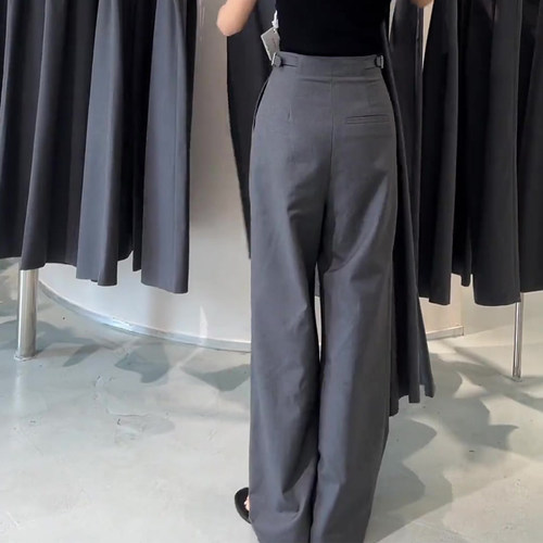 高级灰高腰新款休闲风西装裤子女