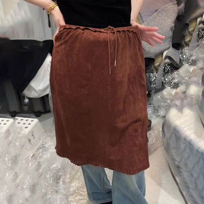 欧货高端定制棕色大码半身裙女