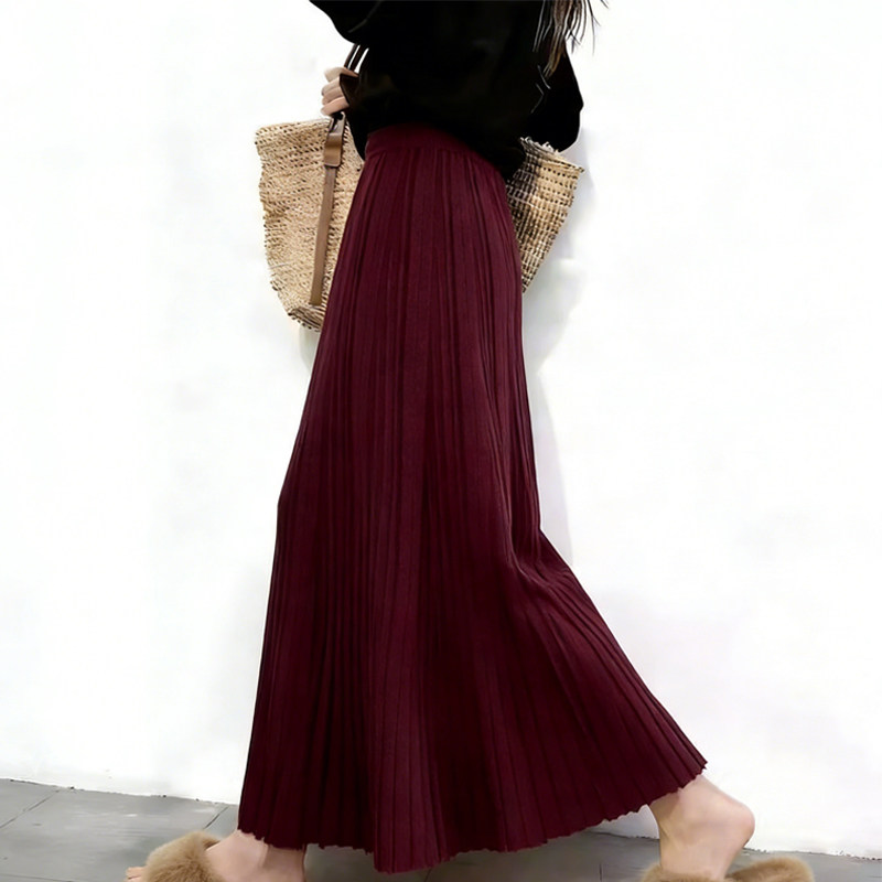 欧货高端定制酒红色雪纺大码半身裙女2026早春新款温柔轻熟风琴裙,女装/女士精品,大码半身裙,淘宝优惠券,粉丝福利购,淘宝优惠卷