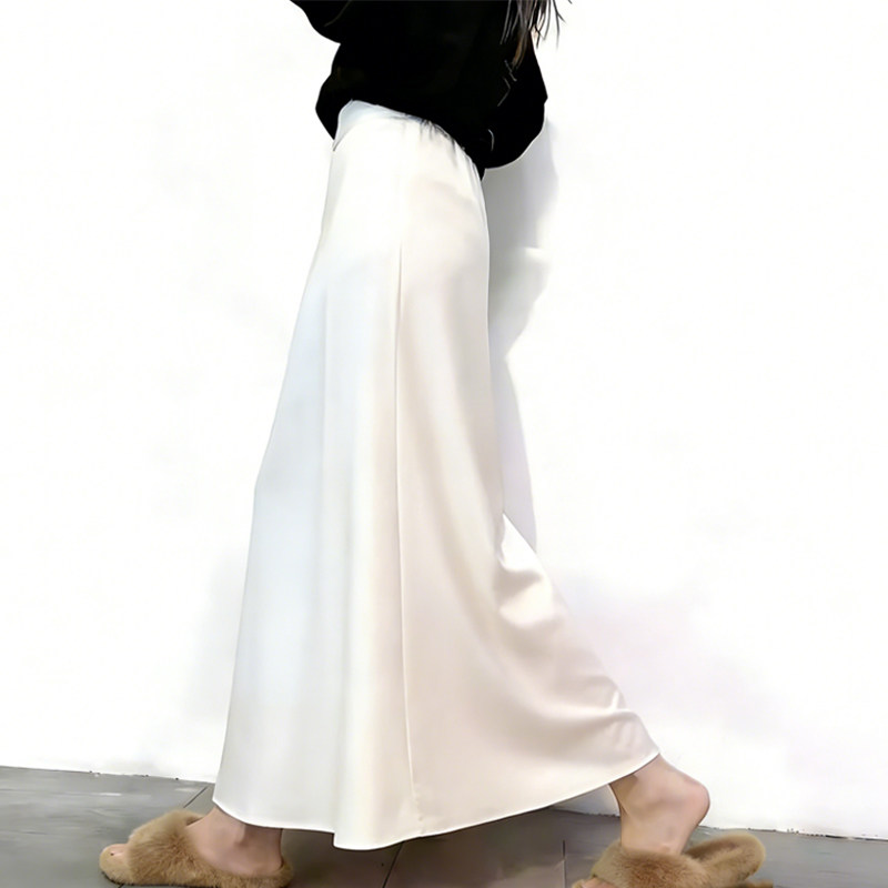 欧货高端定制白色缎面大码半身裙女2026早春新款温柔轻熟A字裙子,女装/女士精品,大码半身裙,淘宝优惠券,粉丝福利购,淘宝优惠卷