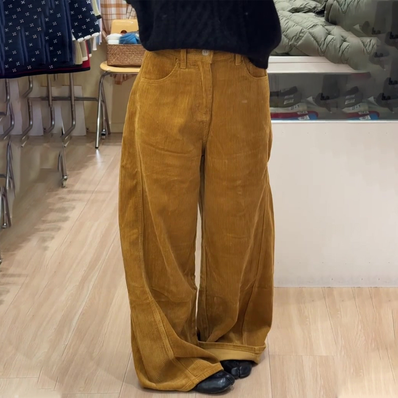 欧货高端定制姜黄色大码阔腿裤女