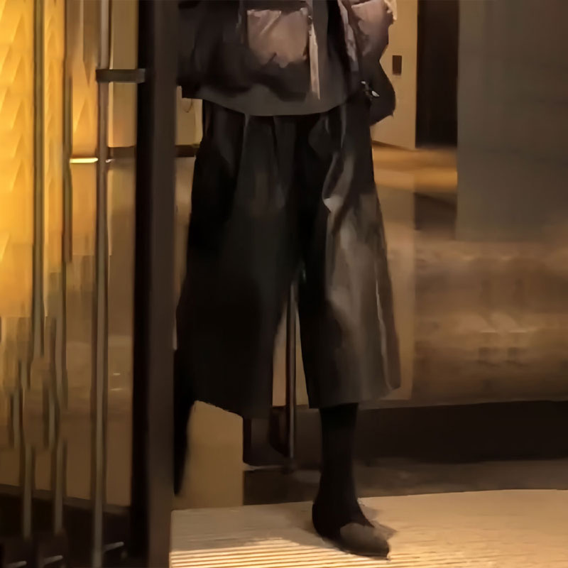 欧货高端定制黑色大码阔腿皮裤女