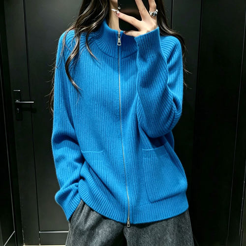 欧货高端竖坑纹口袋宽松大码上衣
