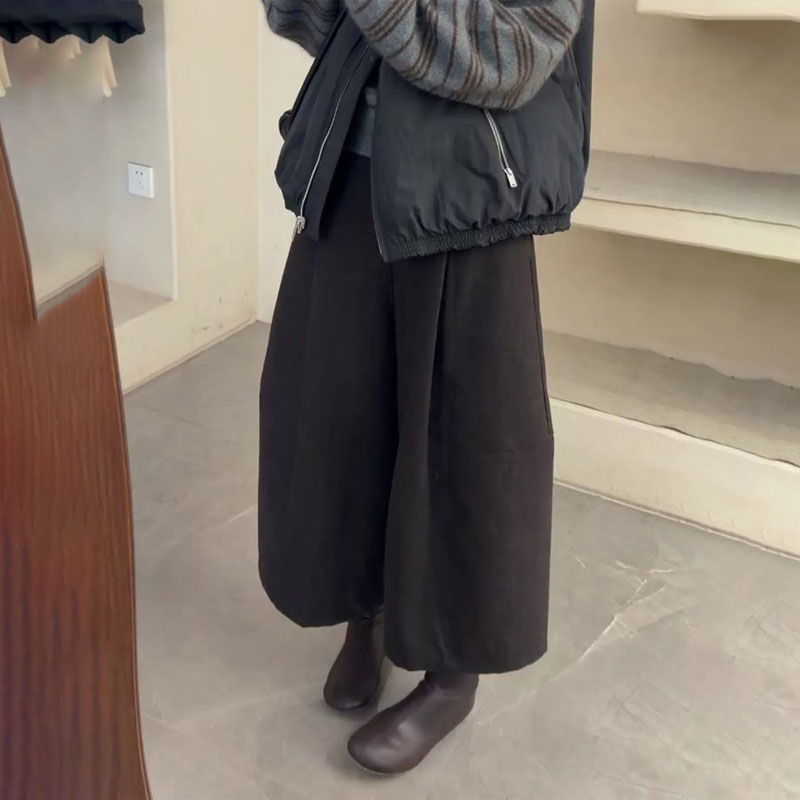 欧货高端定制深灰色大码阔腿裤女