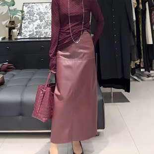 欧货安可拉红大码宽松半身裙女2025年春季新款时尚百搭显瘦皮裙子