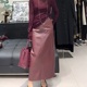 欧货安可拉红大码 百搭显瘦皮裙子 时尚 宽松半身裙女2025年春季 新款