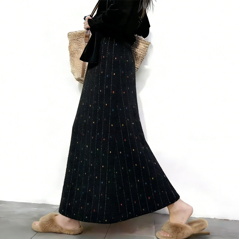 欧货高端定制黑色竖纹大码半身裙女2026早春新款彩色波点A字裙子,女装/女士精品,大码半身裙,淘宝优惠券,粉丝福利购,淘宝优惠卷